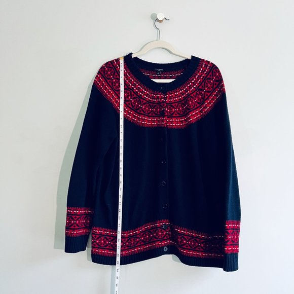 Talbots - Fair Isle Cardigan - Blue & Red - Picture 7 of 8